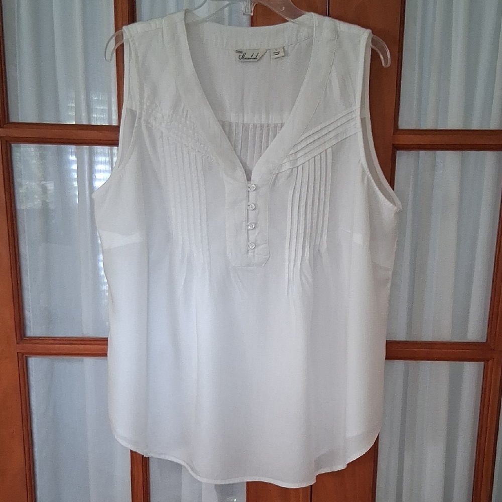 Café Marrakesh Sleeveless Lyocell White Blouse L